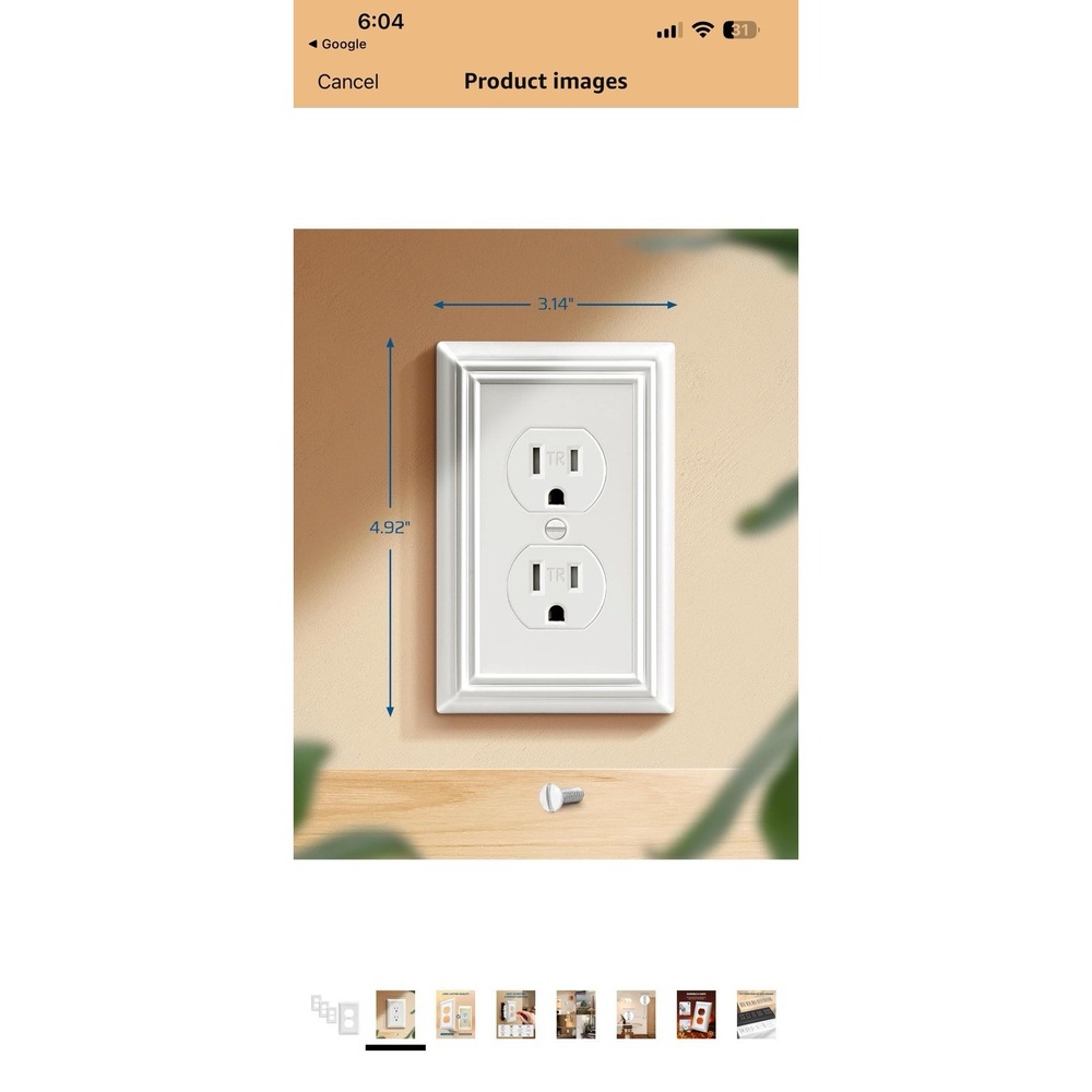 Dewenwils White Paint Metal Outlet Wall Plate HDWP14C - 7 Plates Total
